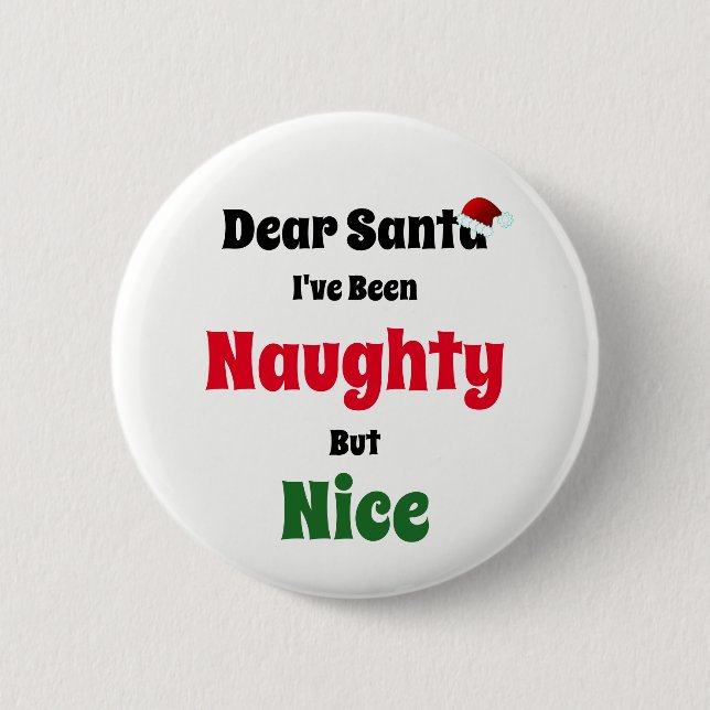 Macaron Rond 5 Cm Naughty, mais joli Noël (Devant)