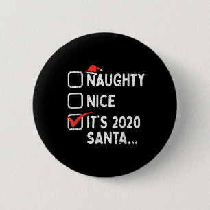 Macaron Rond 5 Cm Naughty Nice 2020 Père Noël Funny Xmas Quarantine 