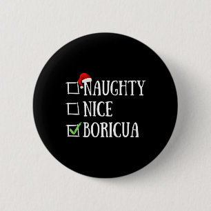 Macaron Rond 5 Cm Naughty Nice Boricua Funny Porto Rico Santa Hat C