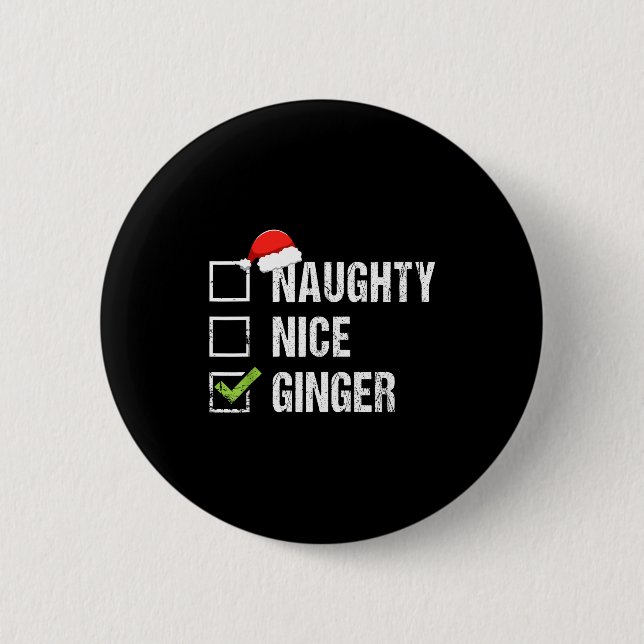 Macaron Rond 5 Cm Naughty Nice Ginger Redhead Santa Hat Irish Christ (Devant)