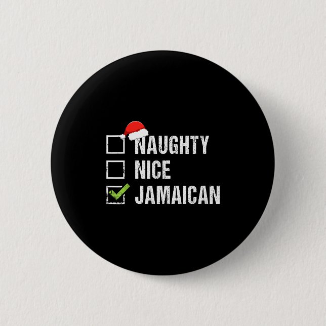 Macaron Rond 5 Cm Naughty Nice Jamaican Shirt Santa Hat Christmas Gi (Devant)
