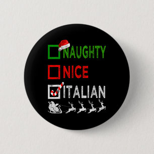 Macaron Rond 5 Cm Naughty Nice Pyjamas de Noël italien Funny Père No
