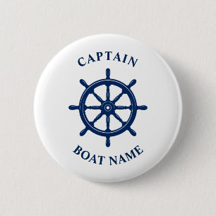 Macaron Rond 5 Cm Nautical Ships Wheel Helm Captain Boat Name Navy