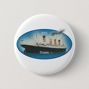 Macaron Rond 5 Cm Navire de ligne Titanic Maritime Blue Star
