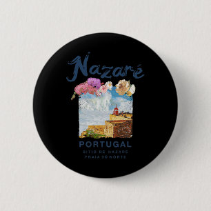 Macaron Rond 5 Cm Nazare Portugal Praia Do Norte Surf vintage
