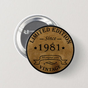 Macaron Rond 5 Cm Né en 1981 anniversaire vintage