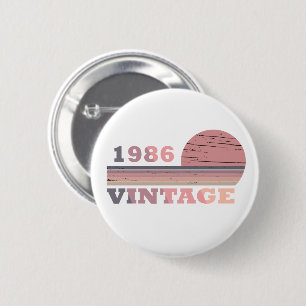Macaron Rond 5 Cm né en 1986 cadeau d'anniversaire vintage