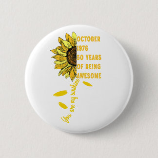 Macaron Rond 5 Cm Né en octobre 1966 Tournesol 60e Anniversaire 60 A