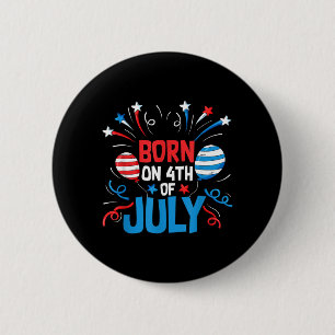Macaron Rond 5 Cm Né le 4 juillet Jour de l'Indépendance Drapeau USA