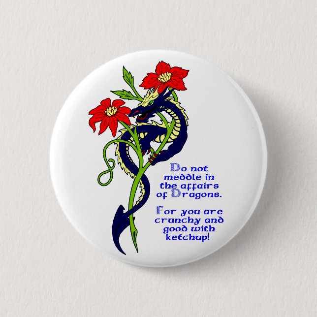 Macaron Rond 5 Cm Ne mêlez pas dans les affaires des dragons (Devant)