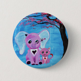 Macaron Rond 5 Cm Ne m'oubliez pas Éléphant rose Chat Cerisier Art
