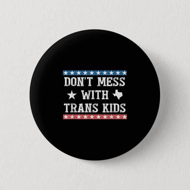 Macaron Rond 5 Cm Ne touchez pas aux enfants trans Texas Protège les (Devant)