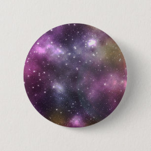 Macaron Rond 5 Cm Nebula Cool colorée et étoiles dans l'espace