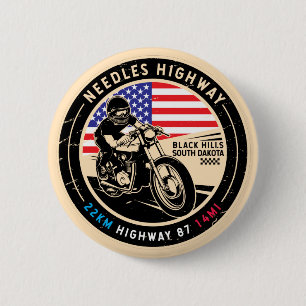 Macaron Rond 5 Cm Needles Highway South Dakota Motorcycle