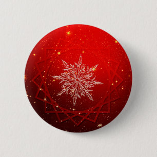 Macaron Rond 5 Cm Neige blanche de Noël rouge