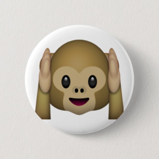 Macaron Rond 5 Cm N'entendez aucun singe malin - Emoji (Devant)