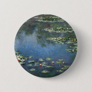 Macaron Rond 5 Cm Nénuphars de Claude Monet, Fleurs Vintages