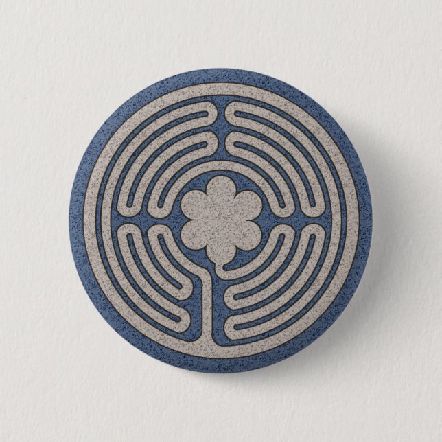Macaron Rond 5 Cm Néo- boutons médiévaux de labyrinthe (Devant)