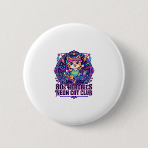 Macaron Rond 5 Cm Néon de chat aérobic des années 80 - Conception dr