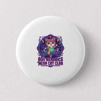 Macaron Rond 5 Cm Néon de chat aérobic des années 80 - Conception dr