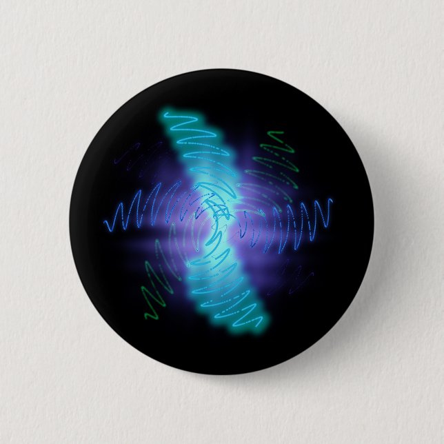 Macaron Rond 5 Cm Neon Glowing Sound Waves (Devant)
