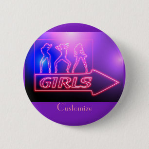 Macaron Rond 5 Cm Neon Pink Girls Sign Thunder_cove