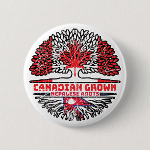 Macaron Rond 5 Cm Népal Népalais Drapeau canadien des racines d'arbr