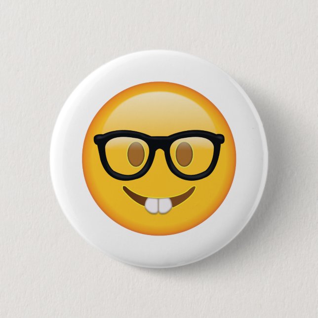 Macaron Rond 5 Cm Nerd avec lunettes - Emoji (Devant)
