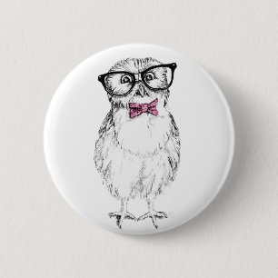 Macaron Rond 5 Cm Nerdy Owlet dessin petit et    intelligent