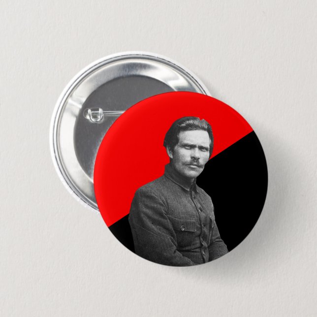 Macaron Rond 5 Cm Nestor Makhno Anarcho-communiste (Devant & derrière)