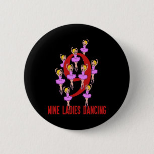 Macaron Rond 5 Cm Neuf Dames Danser Chanson 12 Jours Tee de Noël