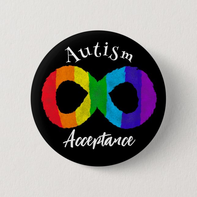 Macaron Rond 5 Cm Neurodiversité Autisme Acceptation Arc-en-ciel (Devant)