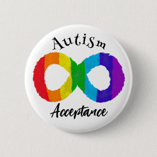 Macaron Rond 5 Cm Neurodiversity Autism Acceptance Rainbow Button