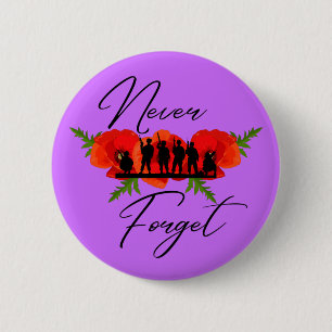 Macaron Rond 5 Cm Never Forget Memorial Day Soldiers and Poppy