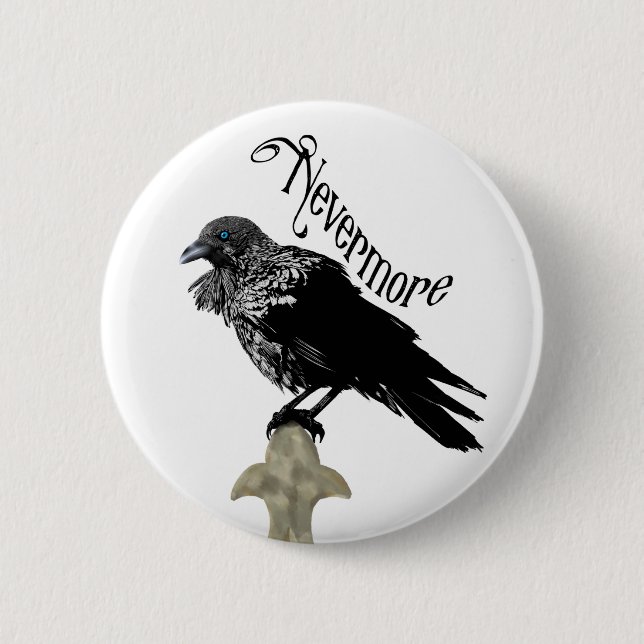 Macaron Rond 5 Cm Nevermore Raven (Devant)