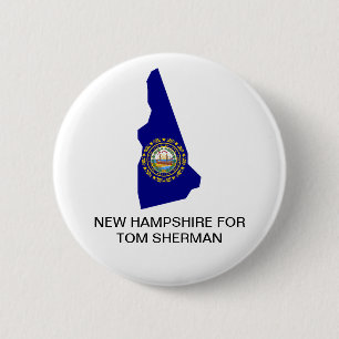 Macaron Rond 5 Cm NEW HAMPSHIRE pour TOM SHERMAN GOVERNOR Button