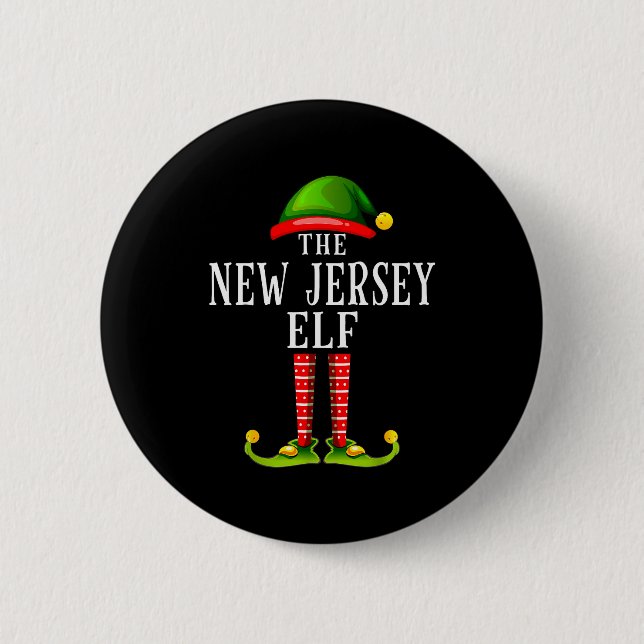 Macaron Rond 5 Cm New Jersey Elf Christmas Matching Family Group Pjs (Devant)
