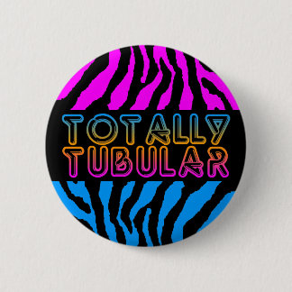 Macaron Rond 5 Cm NEW WAVE 80s RETRO TOTALLY TUBULAR TIGER STRIPES