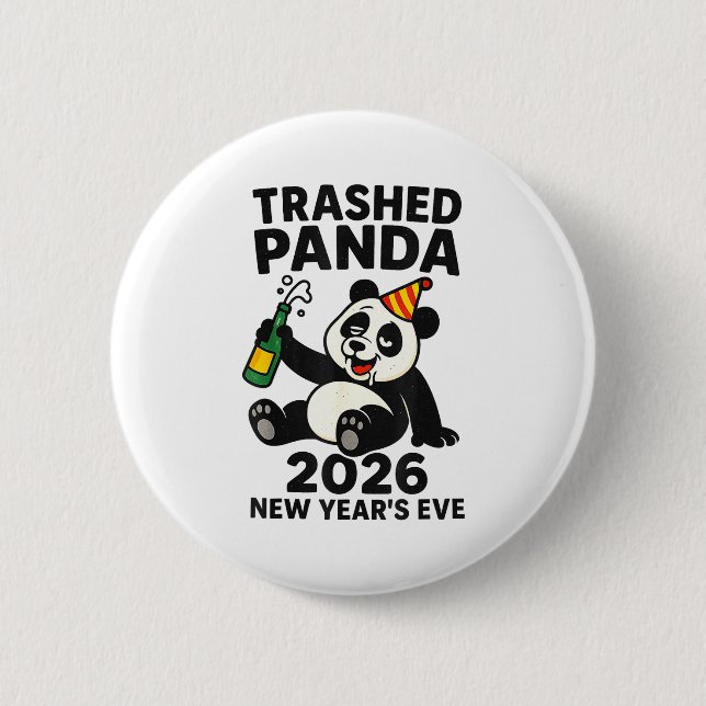 Macaron Rond 5 Cm New Years Eve 2026 Trashed Panda Premium  (Devant)