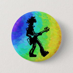 Macaron Rond 5 Cm New York Boogie Nights Guitare Rainbow