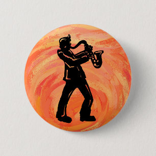 Macaron Rond 5 Cm New York Boogie Nights Saxophone Orange