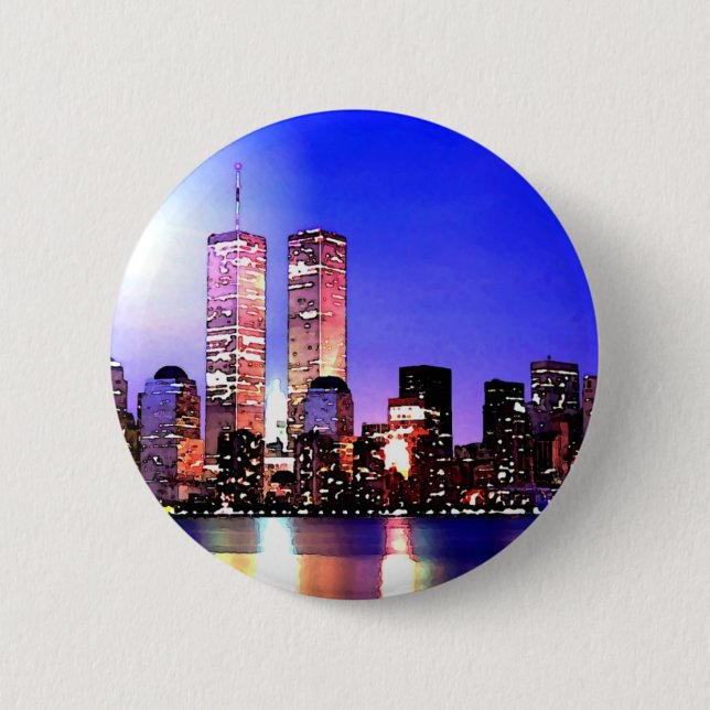 Macaron Rond 5 Cm New York City la nuit (Devant)