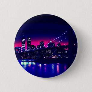 Macaron Rond 5 Cm New York City la nuit