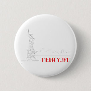 Macaron Rond 5 Cm New-York, Cool de la Statue de la Liberté