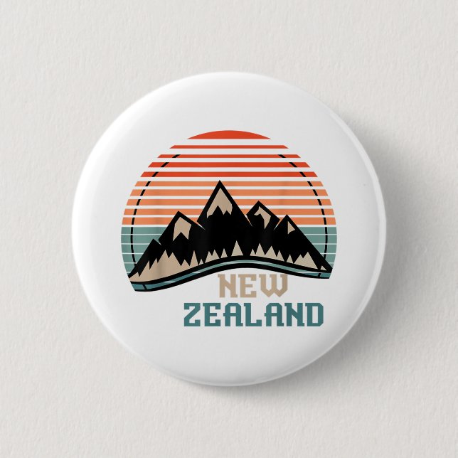 Macaron Rond 5 Cm New Zealand Mountain Hiking Gift New Zealand (Devant)