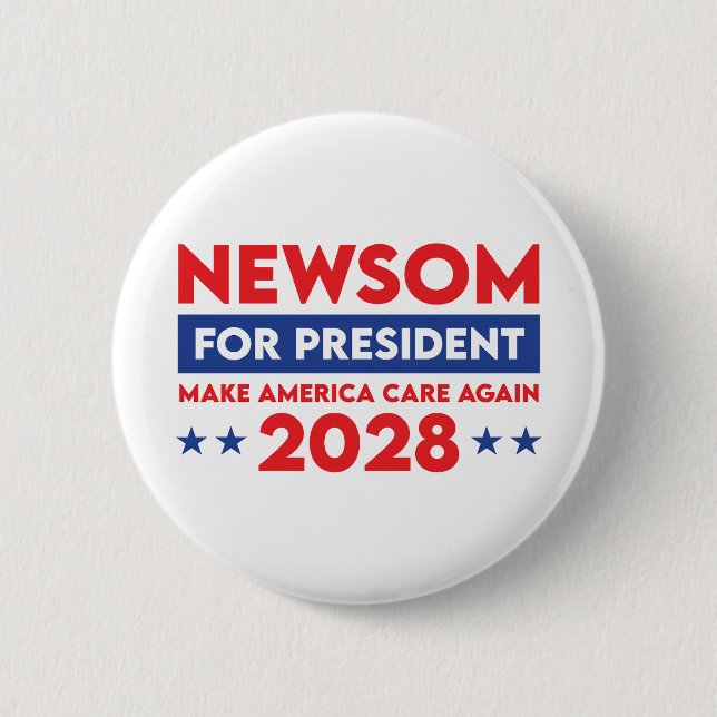 Macaron Rond 5 Cm Newsom pour le bouton Président 2028 (Devant)