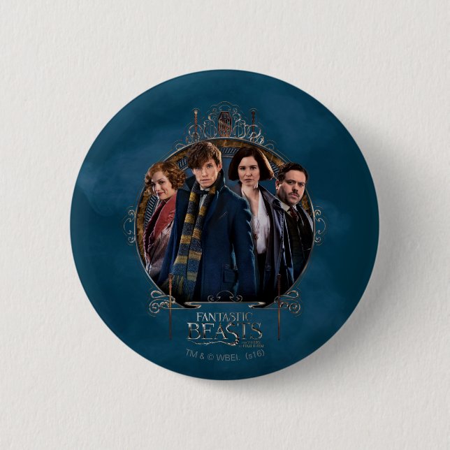 Macaron Rond 5 Cm NEWT SCAMANDER™ et entreprise Art Nouveau Frame (Devant)