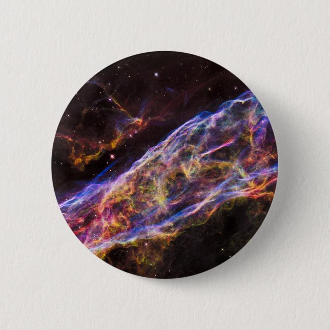 Macaron Rond 5 Cm Ngc 6960, La Nébuleuse De La Sorcière. (Devant)