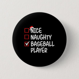 Macaron Rond 5 Cm Nice Naughty Baseball Player Liste de Noël Père No