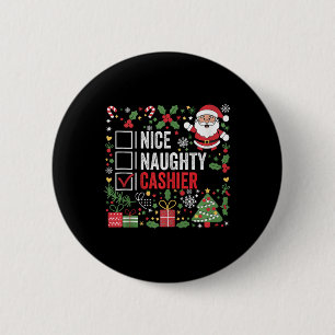 Macaron Rond 5 Cm Nice Naughty Cashier Funny Noël Père Noël T